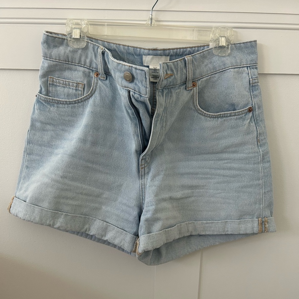 H&M Blue Jean Shorts High-Waisted Relaxed Fit